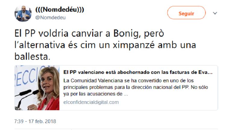 Enric Nomdedéu llama a Eva Ortiz "chimpancé" y ésta pide su "cese fulminante" Enric Nomdedéu llama a Eva Ortiz "chimpancé" y ésta pide su "cese fulminante"