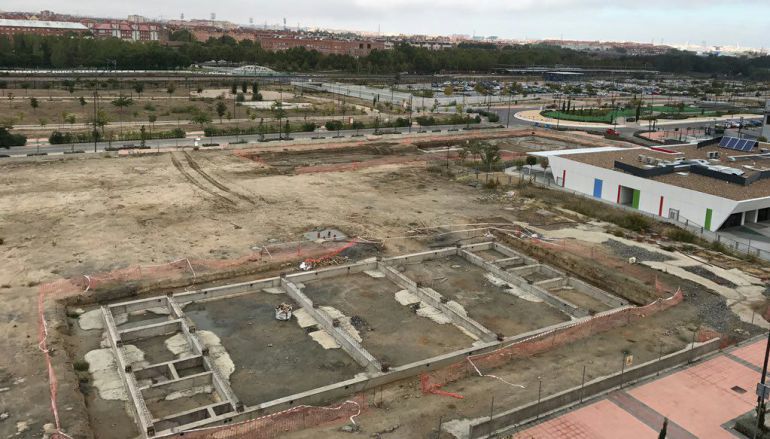 Imagen aérea de las obras inacabadas en el colegio Imagen aérea de las obras inacabadas en el colegio