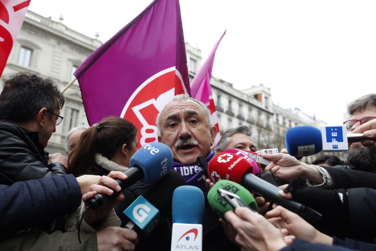 El secretario general de UGT, Pepe Álvarez, durante su participación en la concentración convocada por los sindicatosel pasado 8 de marzo, Día Internacional de la Mujer. El secretario general de UGT, Pepe Álvarez, durante su participación en la concentración convocada por los sindicatosel pasado 8 de marzo, Día Internacional de la Mujer.