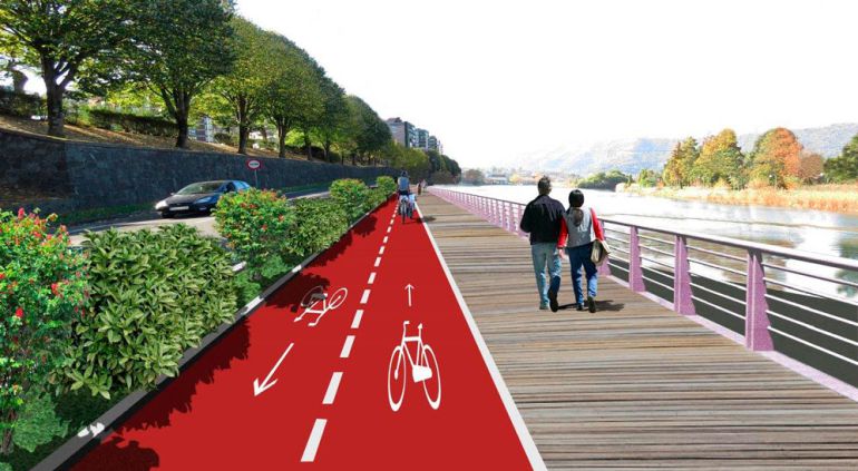 Problemas con el pavimento de la pasarela de Behobia retrasan la obra Problemas con el pavimento de la pasarela de Behobia retrasan la obra