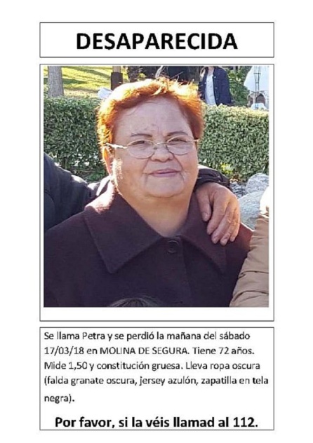El cartel con su foto reciente, se ha distribuido en su localidad de residencia y pueblos limítrofes El cartel con su foto reciente, se ha distribuido en su localidad de residencia y pueblos limítrofes