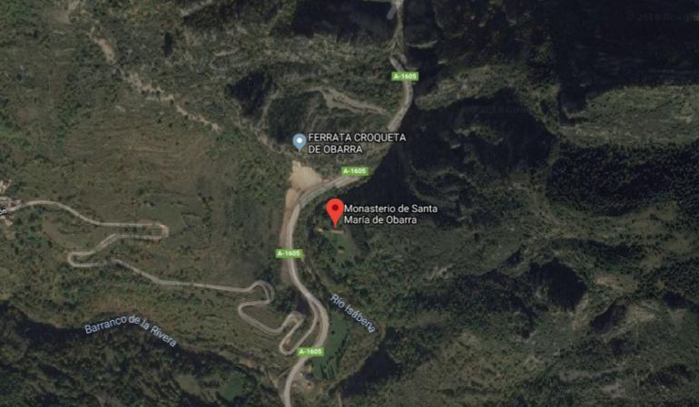 Localización de la vía ferrata "La Croqueta", en el Congosto de Obarra Localización de la vía ferrata "La Croqueta", en el Congosto de Obarra