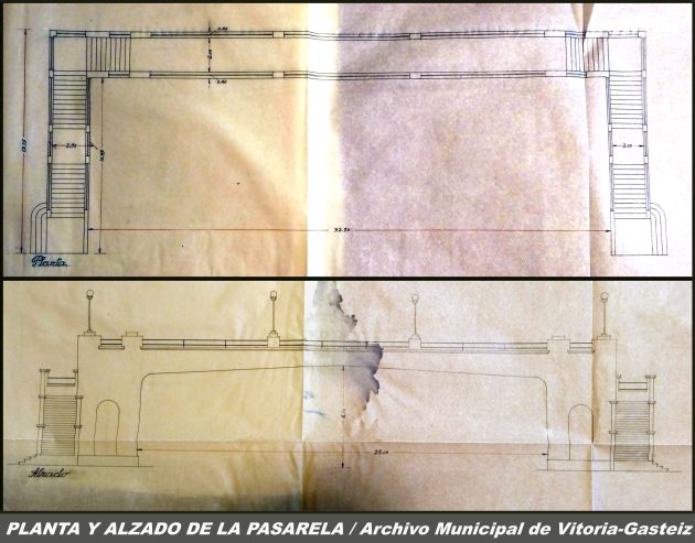 Planta y alzado de la pasarela Planta y alzado de la pasarela