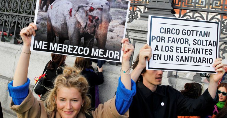 Manifestación frente al Ministerio de Agricultura para pedir el fin de los circos con animales Manifestación frente al Ministerio de Agricultura para pedir el fin de los circos con animales