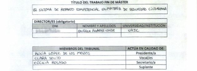 El acta falsificado que aportó Cifuentes en su documentación con las supuestas firmas de las tres profesoras. Dos han reconocido ya que están falsificadas El acta falsificado que aportó Cifuentes en su documentación con las supuestas firmas de las tres profesoras. Dos han reconocido ya que están falsificadas