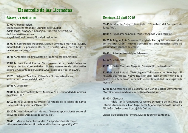 Interior del folleto editado para las jornadas de 2018 Interior del folleto editado para las jornadas de 2018
