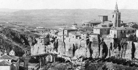 Paisaje de Cuenca con la torre de la catedral a la derecha en la segunda mitad del siglo XIX. Paisaje de Cuenca con la torre de la catedral a la derecha en la segunda mitad del siglo XIX.