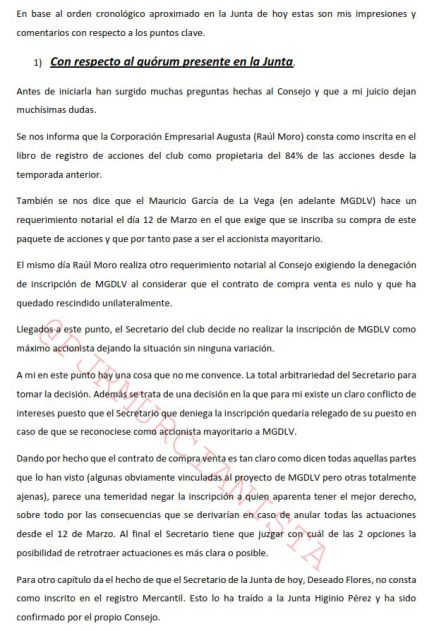 Así vio la Junta del Real Murcia un accionista Así vio la Junta del Real Murcia un accionista