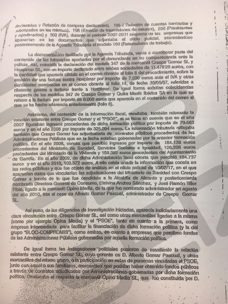 La SER desvela el auto que investiga a PSPV y Bloc La SER desvela el auto que investiga a PSPV y Bloc