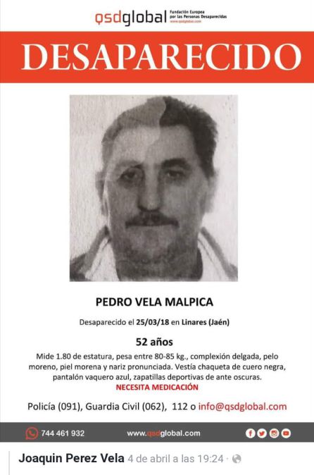 Pedro Vela Malpica, desaparecido Pedro Vela Malpica, desaparecido
