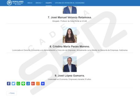 El PP de Toledo elimina de su web el currículum de sus concejales El PP de Toledo elimina de su web el currículum de sus concejales