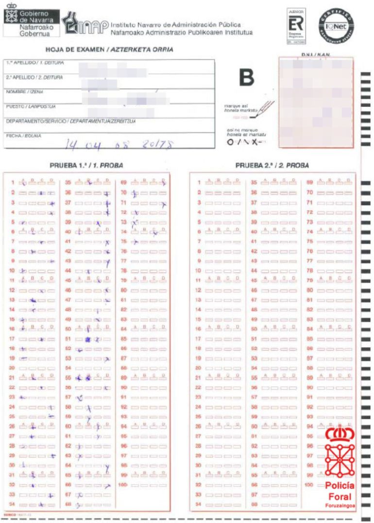 Imagen del test objeto de suplantación Imagen del test objeto de suplantación