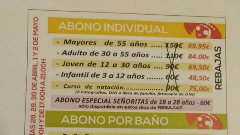 Abono especial 'señoritas' en la piscina Benidorm de Linares. Abono especial 'señoritas' en la piscina Benidorm de Linares.