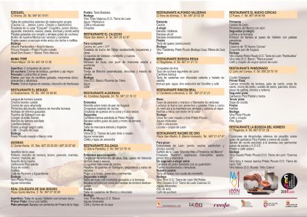 Carta de los menús que se podrán degustar Carta de los menús que se podrán degustar