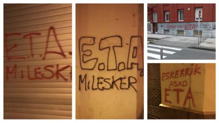 Retiran las pintadas de apoyo a ETA Retiran las pintadas de apoyo a ETA