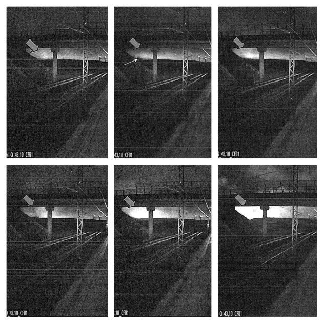 Una cámara de las vías del tren captó la primera llamarada de madrugada Una cámara de las vías del tren captó la primera llamarada de madrugada