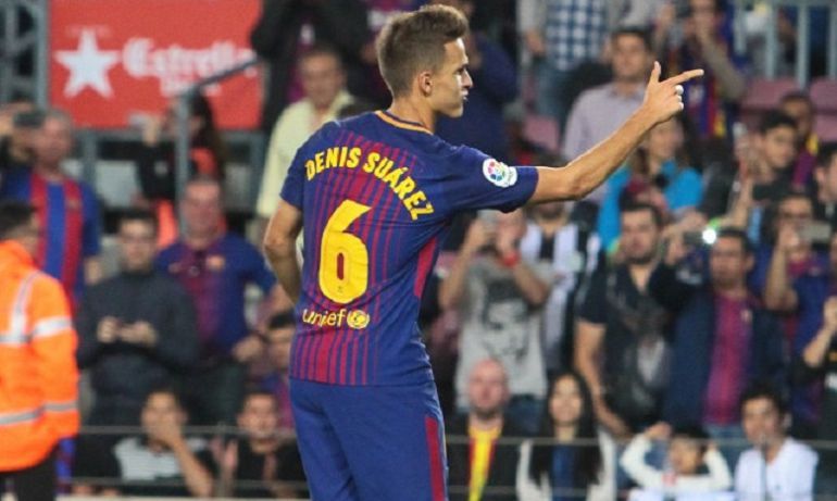 Denis Suárez celebra un gol con el FC Barcelona Denis Suárez celebra un gol con el FC Barcelona