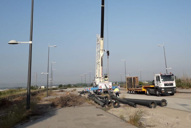 Obras en el parking disuario del metro en Juncaril, en Albolote (Granada) Obras en el parking disuario del metro en Juncaril, en Albolote (Granada)