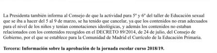 Extracto del acta del Consejo Escolar del CEIP Josep Tarradellas Extracto del acta del Consejo Escolar del CEIP Josep Tarradellas
