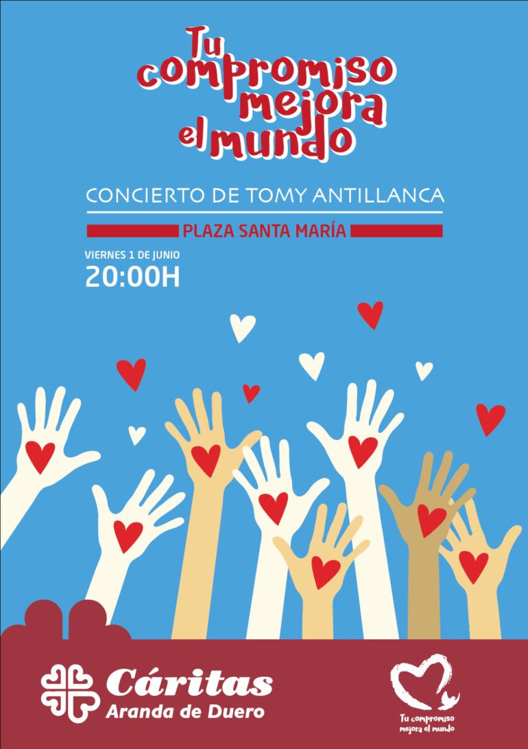 Cartel del concierto solidario organizado por Cáritas Aranda con Tomy Antillanca Cartel del concierto solidario organizado por Cáritas Aranda con Tomy Antillanca