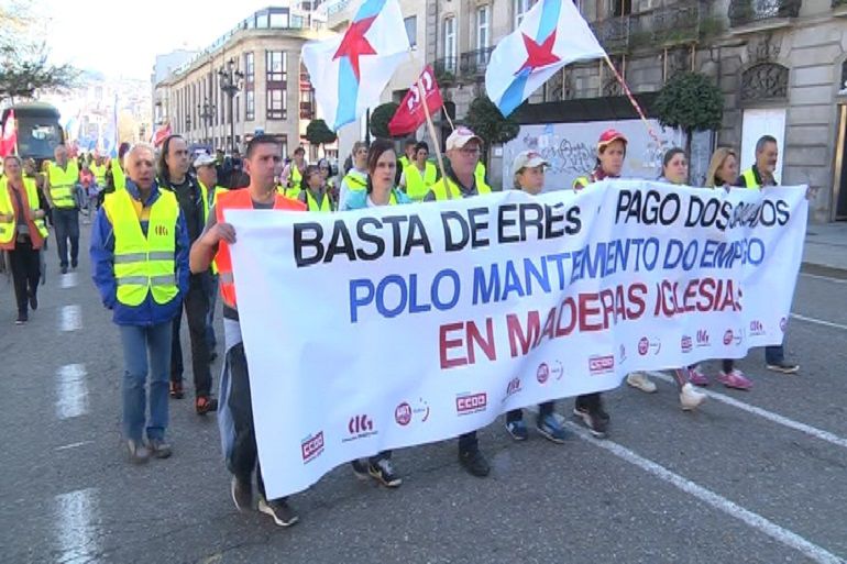 Marcha de los trabajadores de Maderas Iglesias por Vigo. Marcha de los trabajadores de Maderas Iglesias por Vigo.