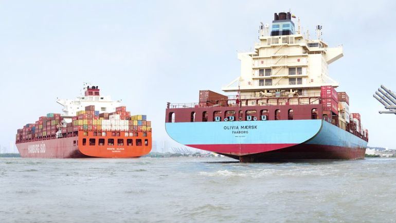 Un buque de la naviera danesa Maersk. Un buque de la naviera danesa Maersk.