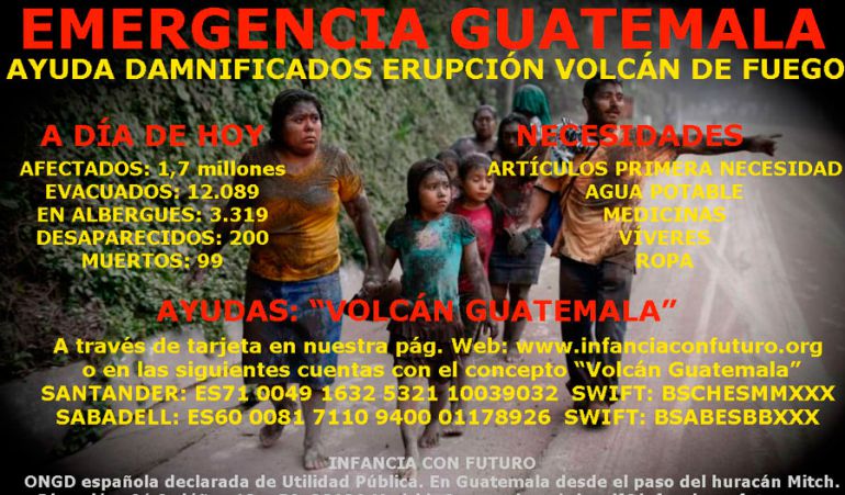 La ong tiene voluntarios en Guatelama atendiendo en dos albergues a los damnificados por el volcán La ong tiene voluntarios en Guatelama atendiendo en dos albergues a los damnificados por el volcán