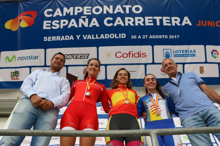 Sara Martín (centro) en el podio del pasado Nacional 2017, en Valladolid. Sara Martín (centro) en el podio del pasado Nacional 2017, en Valladolid.
