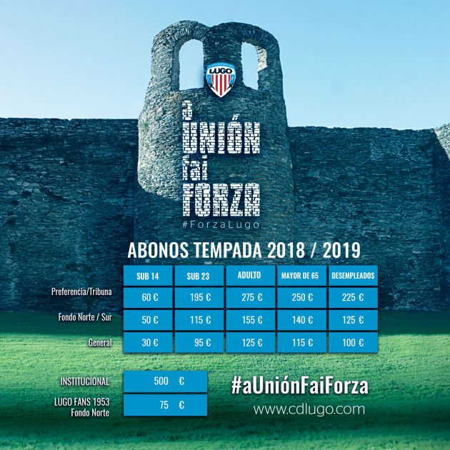 Precios de los abonos del CD Lugo en la temporada 2017-2018 Precios de los abonos del CD Lugo en la temporada 2017-2018