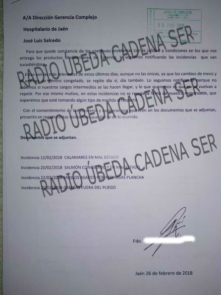 La consejera de Salud desmerece las denuncias de los profesionales de cocina de los hospitales de Jaén La consejera de Salud desmerece las denuncias de los profesionales de cocina de los hospitales de Jaén