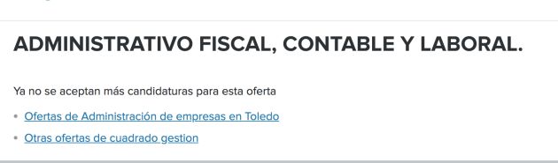 La empresa ha retirado la oferta de empleo del conocido portal de búsqueda de trabajo La empresa ha retirado la oferta de empleo del conocido portal de búsqueda de trabajo