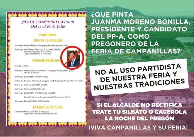 El cartel distribuido este viernes por el distrito de Campanillas (Málaga) El cartel distribuido este viernes por el distrito de Campanillas (Málaga)