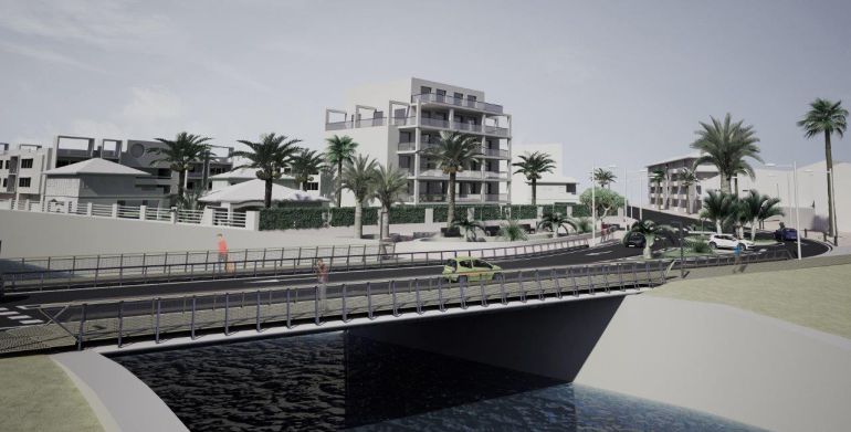 Infografía del nuevo puente de Triana sobre el río Gorgos, en Xàbia. Infografía del nuevo puente de Triana sobre el río Gorgos, en Xàbia.