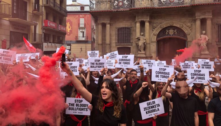 Protesta antitaurina en Pamplona Protesta antitaurina en Pamplona