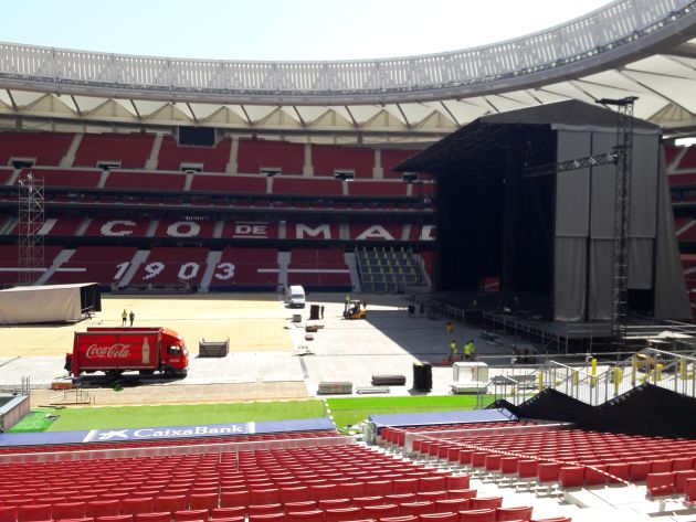 Panorámica del estadio Wanda Metropolitano durante los preparativos del concierto de Iron Maiden Panorámica del estadio Wanda Metropolitano durante los preparativos del concierto de Iron Maiden