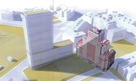 Comparación de la torre de Cuatro Caminos con el Edificio España Comparación de la torre de Cuatro Caminos con el Edificio España