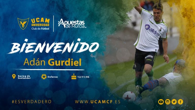 El ex del Racing y Lorca FC, Adán Gurdiel, refuerza al UCAM Murcia CF El ex del Racing y Lorca FC, Adán Gurdiel, refuerza al UCAM Murcia CF