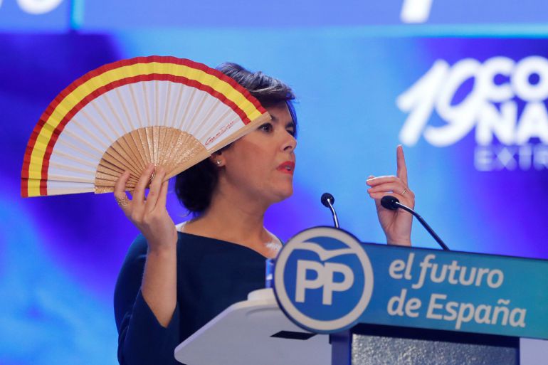 La candidata a la Presidencia del PP, Soraya Sáenz de Santamaría, durante su intervención hoy en el XIX Congreso del partido en el que se elige al nuevo presidente de la formación, en la que ha subrayado, en la presentación de su candidatura, que fue la candidata más votada por la militancia del partido. La candidata a la Presidencia del PP, Soraya Sáenz de Santamaría, durante su intervención hoy en el XIX Congreso del partido en el que se elige al nuevo presidente de la formación, en la que ha subrayado, en la presentación de su candidatura, que fue la candidata más votada por la militancia del partido.