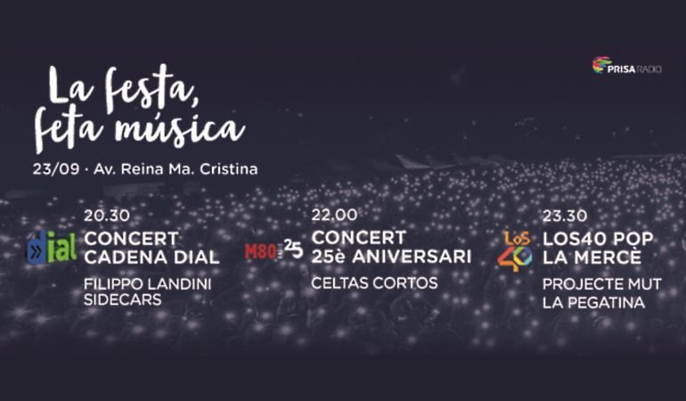 LOS40, Cadena Dial i M80 Radio
a La Mercè 2018: la festa, feta música LOS40, Cadena Dial i M80 Radio
a La Mercè 2018: la festa, feta música