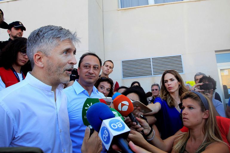 El ministro Grande-Marlaska, este sábado en Algeciras. El ministro Grande-Marlaska, este sábado en Algeciras.