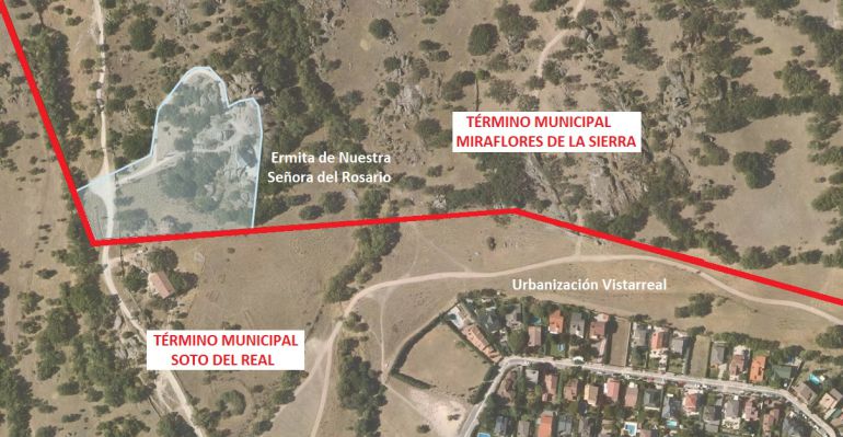 Situación de la Ermita de Nuestra Señora del Rosario en Miraflores de la Sierra Situación de la Ermita de Nuestra Señora del Rosario en Miraflores de la Sierra