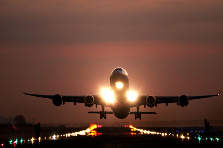 Imagen de un vuelo en avión Imagen de un vuelo en avión