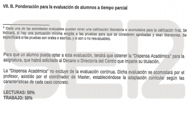 Captura de la guía docente del máster de Casado en la URJC Captura de la guía docente del máster de Casado en la URJC