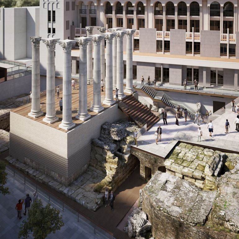 Así quedará el Templo Romano con las pasarelas que permitirán visitar su interior Así quedará el Templo Romano con las pasarelas que permitirán visitar su interior