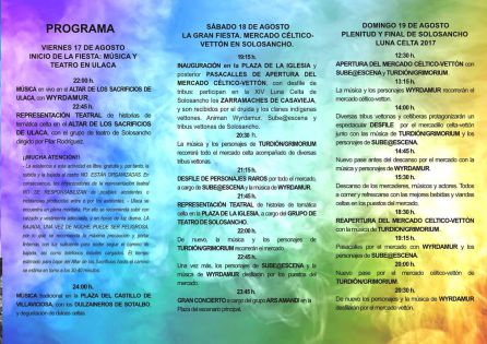 Programa de actividades de la XVI edición Luna Celta Programa de actividades de la XVI edición Luna Celta