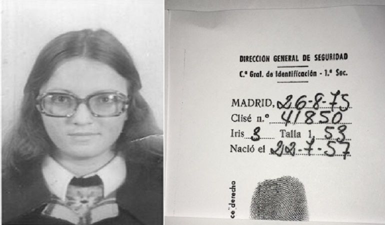Rosa María a los 18 años y su ficha de ingreso en la Dirección General de Seguridad en 1975 Rosa María a los 18 años y su ficha de ingreso en la Dirección General de Seguridad en 1975