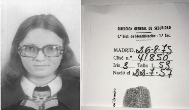 Rosa María a los 18 años y su ficha de ingreso en la Dirección General de Seguridad en 1975 Rosa María a los 18 años y su ficha de ingreso en la Dirección General de Seguridad en 1975