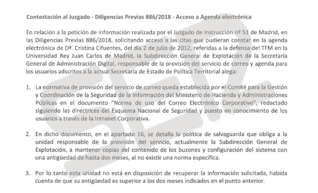 Contestación del juzgado de acceso a la agenda electrónica Contestación del juzgado de acceso a la agenda electrónica