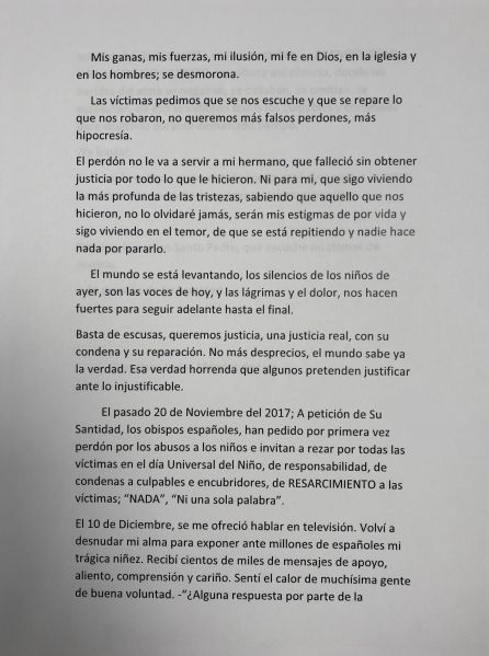 Extracto de la carta que Javier dirige al papa Francisco Extracto de la carta que Javier dirige al papa Francisco