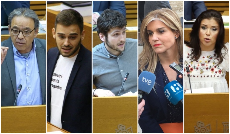 Manolo Mata (PSPV), Fran Ferri (Compromís), Antonio Estañ (Podem), Eva Ortiz (PPCV) y Mari Carmen Sánchez (Ciudadanos) Manolo Mata (PSPV), Fran Ferri (Compromís), Antonio Estañ (Podem), Eva Ortiz (PPCV) y Mari Carmen Sánchez (Ciudadanos)